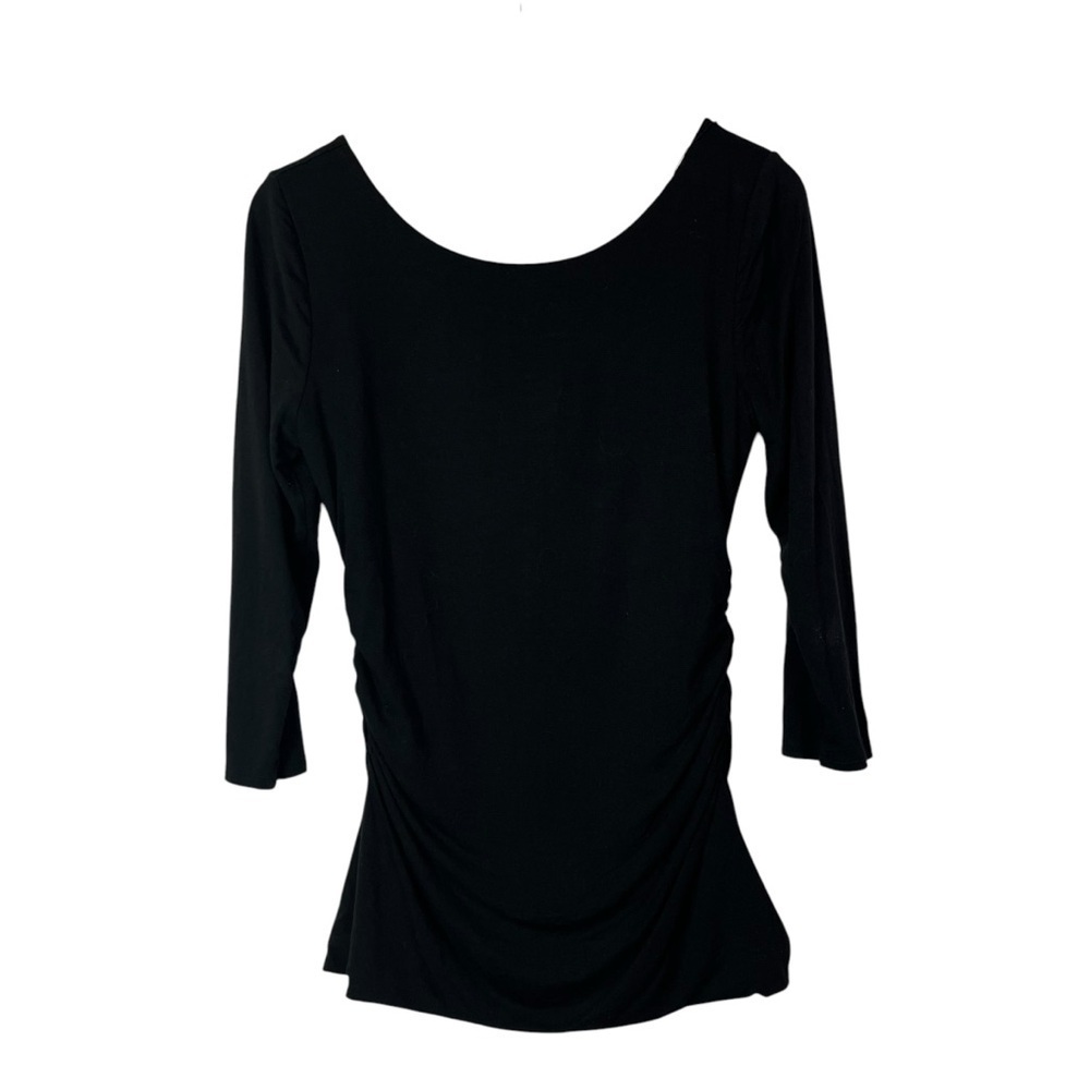 Boutique Black Wide Bateau Neck Ruched Half Sleeve Top S